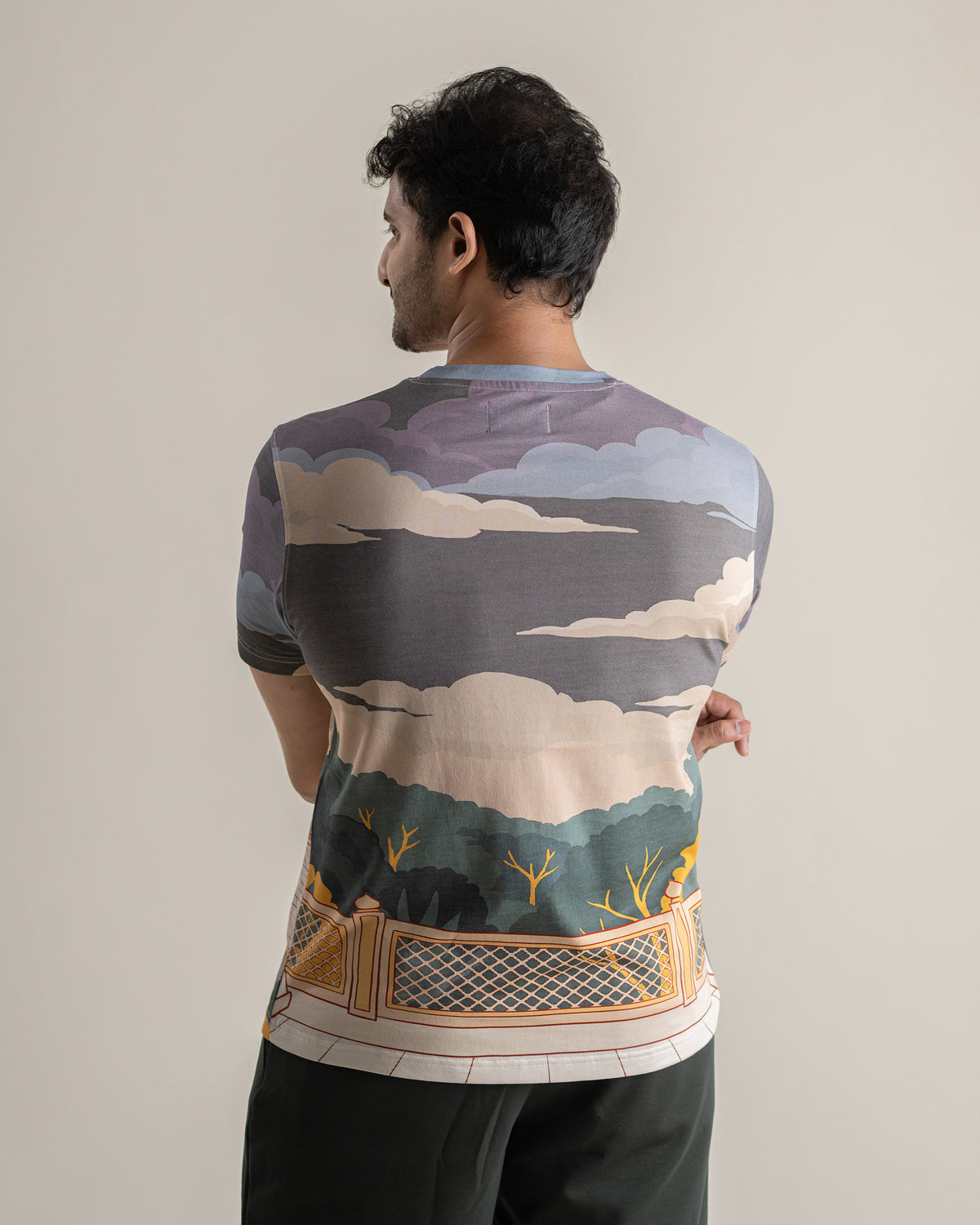 Back view of the Megh Malhar T Shirt showing the pavilion view.